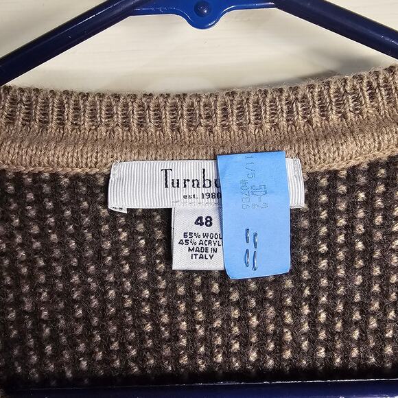 Turnbury Brown Suede Accent Sweater – Made in Italy, Warm & Classy, Men's Sz 48 - Picture 6 of 8
